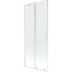 Mexen Velar Kádparaván 2 részes  csúszó 80 x 150 cm,  átlátszó nano,  fehér  - 896-080-000-01-20 Kádparaván Fürdökád Mexen