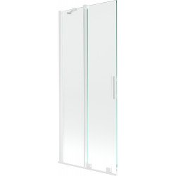 Mexen Velar Kádparaván 2 részes  csúszó 85 x 150 cm,  átlátszó nano,  fehér  - 896-085-000-01-20 Kádparaván Fürdökád Mexen