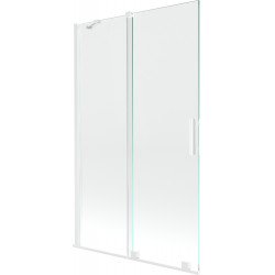 Mexen Velar Kádparaván 2 részes  csúszó 110 x 150 cm,  átlátszó nano,  fehér  - 896-110-000-01-20 Kádparaván Fürdökád Mexen
