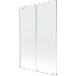 Mexen Velar Kádparaván 2 részes  csúszó 120 x 150 cm,  átlátszó nano,  fehér  - 896-120-000-01-20 Kádparaván Fürdökád Mexen