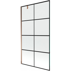Mexen Next Kádparaván 1 részes 100 x 150 cm, fekete wzór, rózsa arany - 895-100-000-00-77-60 Kádparaván Fürdökád Mexen