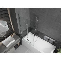 Mexen Castor Kádparaván 2 részes 80 x 150 cm,  átlátszó nano, króm - 892-080-002-01-00 Kádparaván