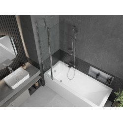 Mexen Flip Kádparaván 1 részes 80 x 150 cm,  átlátszó nano, króm - 894-080-101-01-00 Kádparaván