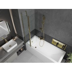 Mexen Flip Kádparaván 1 részes 80 x 150 cm,  átlátszó nano, arany - 894-080-101-50-00 Kádparaván