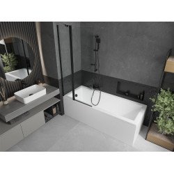Mexen Flip Kádparaván 1 részes 80 x 150 cm,  átlátszó nano, fekete - 894-080-101-70-00 Kádparaván Fürdökád Mexen