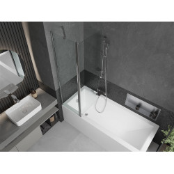 Mexen Flip Kádparaván 1 részes 100 x 150 cm,  átlátszó nano, króm - 894-100-101-01-00 Kádparaván