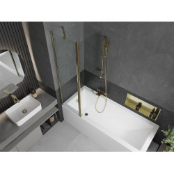 Mexen Flip Kádparaván 1 részes 100 x 150 cm,  átlátszó nano, arany - 894-100-101-50-00 Kádparaván
