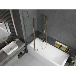 Mexen Flip Kádparaván 1 részes 100 x 150 cm,  átlátszó nano, arany - 894-100-101-50-00 Kádparaván