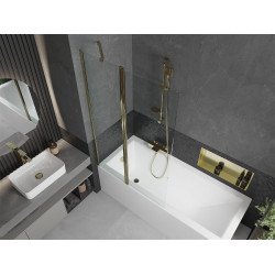 Mexen Flip Kádparaván 1 részes 100 x 150 cm,  átlátszó nano, arany - 894-100-101-50-00 Kádparaván