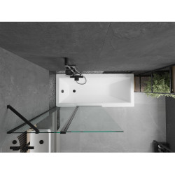 Mexen Flip Kádparaván 1 részes 100 x 150 cm,  átlátszó nano, fekete - 894-100-101-70-00 Kádparaván