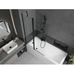 Mexen Flip Kádparaván 1 részes 100 x 150 cm,  átlátszó nano, fekete - 894-100-101-70-00 Kádparaván