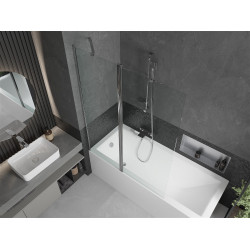 Mexen Flip Kádparaván 1 részes 120 x 150 cm,  átlátszó nano, króm - 894-120-101-01-00 Kádparaván