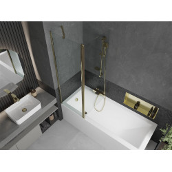 Mexen Flip Kádparaván 1 részes 120 x 150 cm,  átlátszó nano, arany - 894-120-101-50-00 Kádparaván
