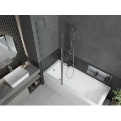 Mexen Flip Kádparaván 1 részes 140 x 150 cm,  átlátszó nano, króm - 894-140-101-01-00 Kádparaván