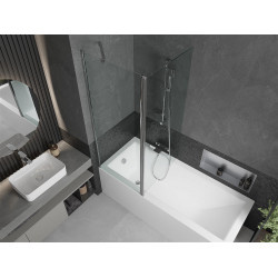 Mexen Flip Kádparaván 1 részes 140 x 150 cm,  átlátszó nano, króm - 894-140-101-01-00 Kádparaván