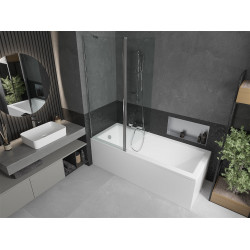 Mexen Flip Kádparaván 1 részes 140 x 150 cm,  átlátszó nano, króm - 894-140-101-01-00 Kádparaván