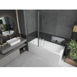 Mexen Flip Kádparaván 1 részes 140 x 150 cm,  átlátszó nano, króm - 894-140-101-01-00 Kádparaván Fürdökád Mexen