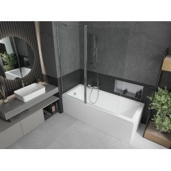 Mexen Flip Kádparaván 1 részes 140 x 150 cm,  átlátszó nano, króm - 894-140-101-01-00 Kádparaván Fürdökád Mexen