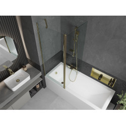 Mexen Flip Kádparaván 1 részes 140 x 150 cm,  átlátszó nano, arany - 894-140-101-50-00 Kádparaván