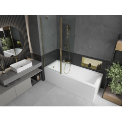 Mexen Flip Kádparaván 1 részes 140 x 150 cm,  átlátszó nano, arany - 894-140-101-50-00 Kádparaván