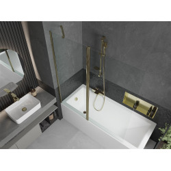 Mexen Flip Kádparaván 1 részes 140 x 150 cm,  átlátszó nano, arany - 894-140-101-50-00 Kádparaván