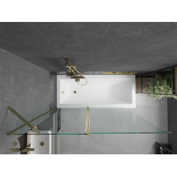 Mexen Flip Kádparaván 1 részes 140 x 150 cm,  átlátszó nano, arany - 894-140-101-50-00 Kádparaván