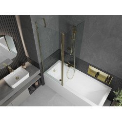Mexen Flip Kádparaván 1 részes 140 x 150 cm,  átlátszó nano, arany - 894-140-101-50-00 Kádparaván