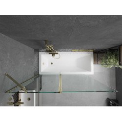 Mexen Flip Kádparaván 1 részes 140 x 150 cm,  átlátszó nano, arany - 894-140-101-50-00 Kádparaván