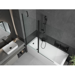 Mexen Flip Kádparaván 1 részes 140 x 150 cm,  átlátszó nano, fekete - 894-140-101-70-00 Kádparaván