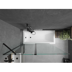 Mexen Flip Kádparaván 1 részes 140 x 150 cm,  átlátszó nano, fekete - 894-140-101-70-00 Kádparaván