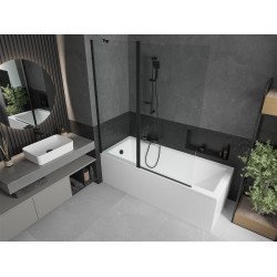 Mexen Flip Kádparaván 1 részes 140 x 150 cm,  átlátszó nano, fekete - 894-140-101-70-00 Kádparaván Fürdökád Mexen