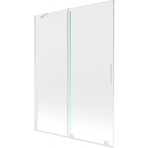 Mexen Velar Kádparaván 2 részes  csúszó 130 x 150 cm,  átlátszó nano,  fehér  - 896-130-000-01-20 Kádparaván