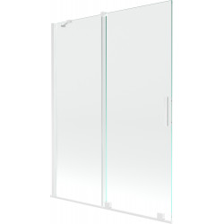 Mexen Velar Kádparaván 2 részes  csúszó 130 x 150 cm,  átlátszó nano,  fehér  - 896-130-000-01-20 Kádparaván Fürdökád Mexen