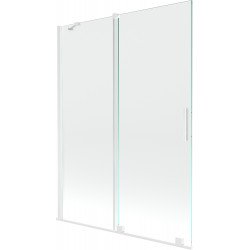 Mexen Velar Kádparaván 2 részes  csúszó 130 x 150 cm,  átlátszó nano,  fehér  - 896-130-000-01-20 Kádparaván Fürdökád Mexen