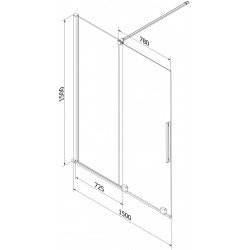 Mexen Velar Kádparaván 2 részes  csúszó 150 x 150 cm,  átlátszó nano,  fehér  - 896-150-000-01-20 Kádparaván