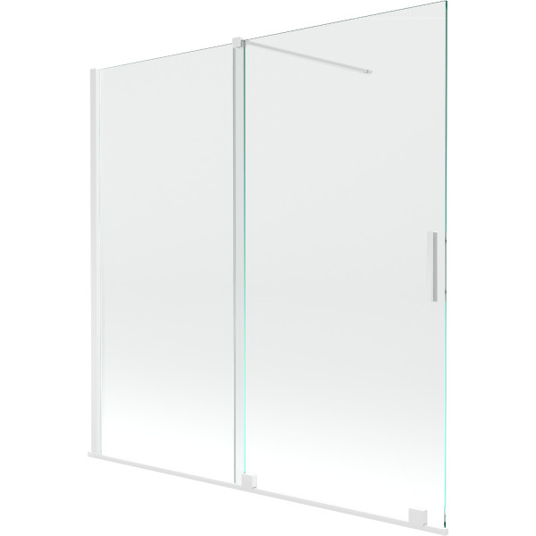 Mexen Velar Kádparaván 2 részes  csúszó 160 x 150 cm,  átlátszó nano,  fehér  - 896-160-000-01-20 Kádparaván