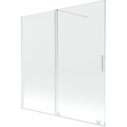 Mexen Velar Kádparaván 2 részes  csúszó 160 x 150 cm,  átlátszó nano,  fehér  - 896-160-000-01-20 Kádparaván Fürdökád Mexen