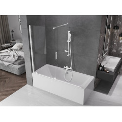 Mexen Velar Kádparaván 2 részes  csúszó 170 x 150 cm,  átlátszó nano,  fehér  - 896-170-000-01-20 Kádparaván