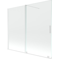 Mexen Velar Kádparaván 2 részes  csúszó 180 x 150 cm,  átlátszó nano,  fehér  - 896-180-000-01-20 Kádparaván Fürdökád Mexen