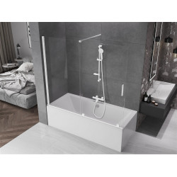 Mexen Velar Kádparaván 2 részes  csúszó 180 x 150 cm,  átlátszó nano,  fehér  - 896-180-000-01-20 Kádparaván Fürdökád Mexen