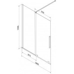Mexen Velar Kádparaván 2 részes  csúszó 180 x 150 cm,  átlátszó nano,  fehér  - 896-180-000-01-20 Kádparaván