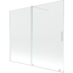 Mexen Velar Kádparaván 2 részes  csúszó 180 x 150 cm,  átlátszó nano,  fehér  - 896-180-000-01-20 Kádparaván Fürdökád Mexen