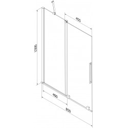 Mexen Velar Kádparaván 2 részes  csúszó 85 x 150 cm,  átlátszó nano, arany - 896-085-000-01-50 Kádparaván