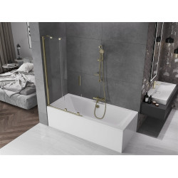 Mexen Velar Kádparaván 2 részes  csúszó 90 x 150 cm,  átlátszó nano, arany - 896-090-000-01-50 Kádparaván Fürdökád Mexen