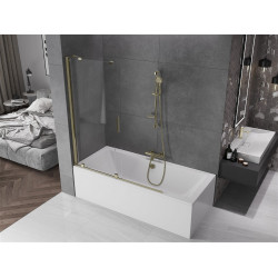 Mexen Velar Kádparaván 2 részes  csúszó 140 x 150 cm,  átlátszó nano, arany - 896-140-000-01-50 Kádparaván