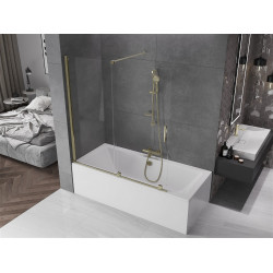 Mexen Velar Kádparaván 2 részes  csúszó 150 x 150 cm,  átlátszó nano, arany - 896-150-000-01-50 Kádparaván Fürdökád Mexen