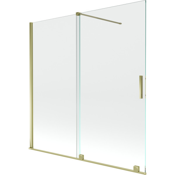 Mexen Velar Kádparaván 2 részes  csúszó 160 x 150 cm,  átlátszó nano, arany - 896-160-000-01-50 Kádparaván