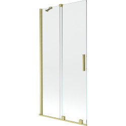 Mexen Velar Kádparaván 2 részes  csúszó 90 x 150 cm,  átlátszó nano, arany s csiszolt- 896-090-000-01-55 Kádparaván Fürdökád Mexen
