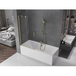 Mexen Velar Kádparaván 2 részes  csúszó 90 x 150 cm,  átlátszó nano, arany s csiszolt- 896-090-000-01-55 Kádparaván Fürdökád Mexen