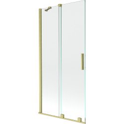 Mexen Velar Kádparaván 2 részes  csúszó 90 x 150 cm,  átlátszó nano, arany s csiszolt- 896-090-000-01-55 Kádparaván Fürdökád Mexen